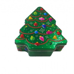 Christmas Tree Shaped Tin Box